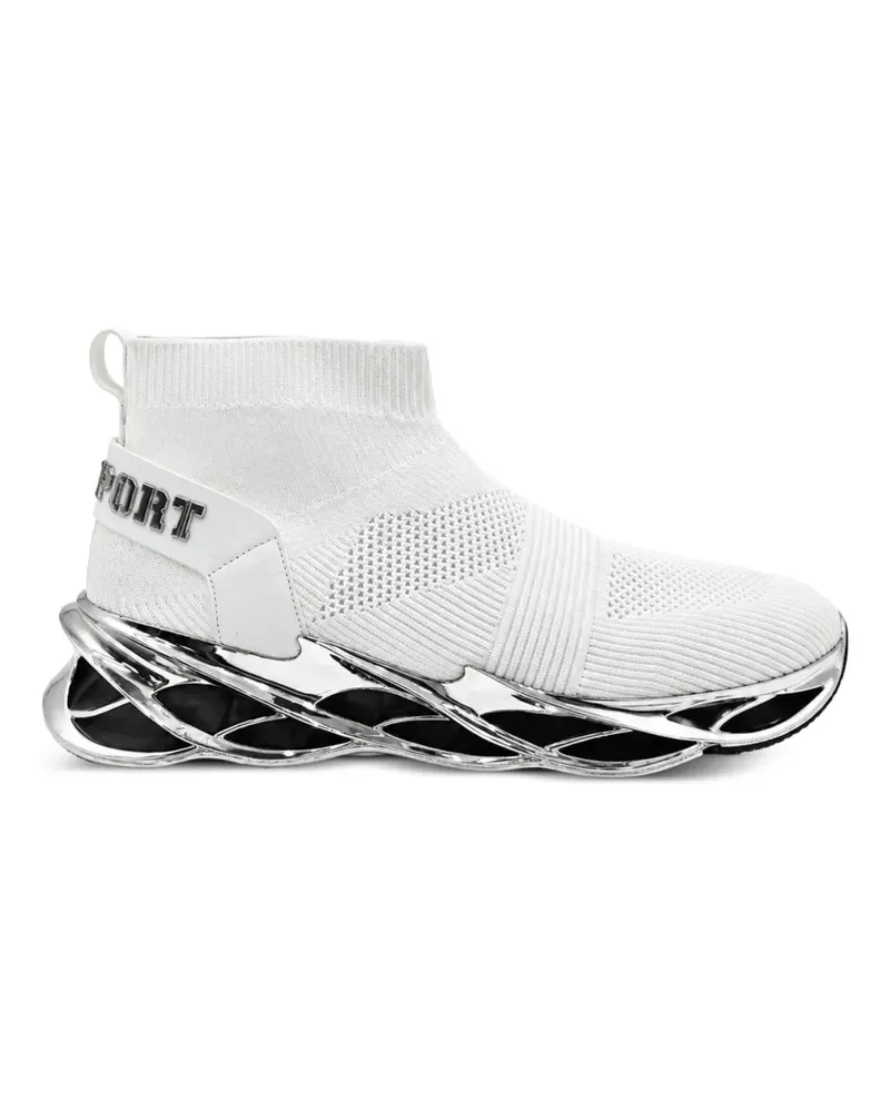Philipp Plein Sock Sneakers mit Metallic-Besatz - Weiß Weiß