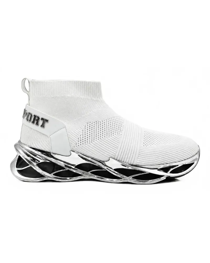 Philipp Plein Sock metallic-trim sneakers - Weiß Weiß