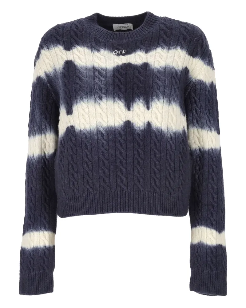 OFF-WHITE Batik-Pullover mit Zopfmuster - Blau Blau