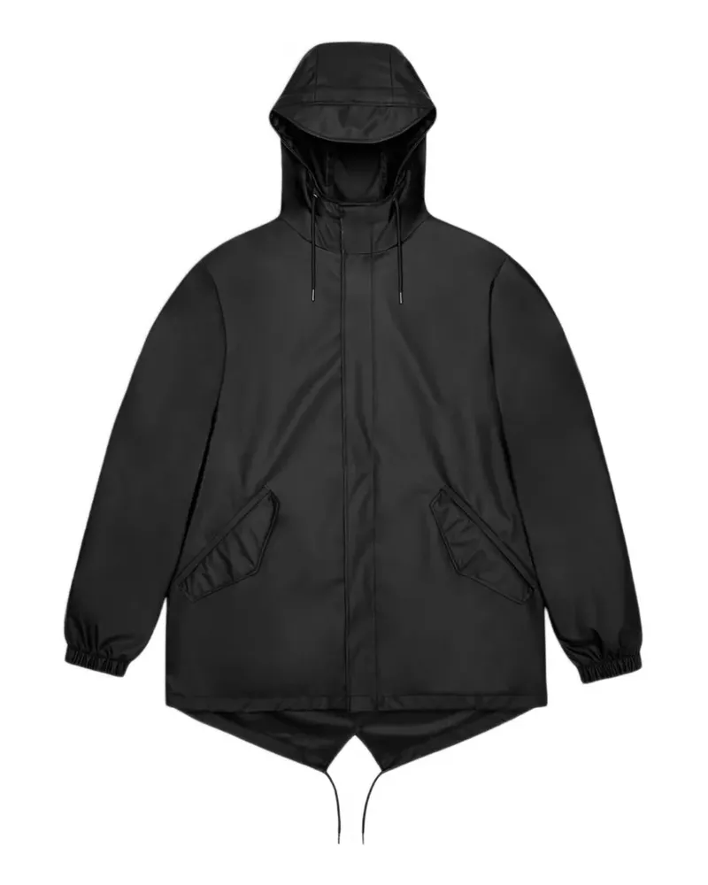 RAINS fishtail hooded jacket - Schwarz Schwarz