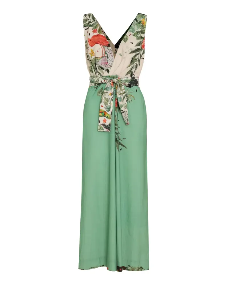 Amir Slama Jumpsuit mit tropischem Print - Grün Grün