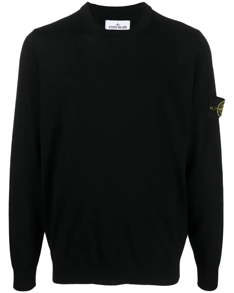 Stone Island Pullover mit Kompass-Patch - Schwarz Schwarz