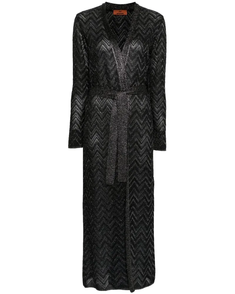 Missoni Langer Lamé-Cardigan mit Zickzackmuster - Schwarz Schwarz