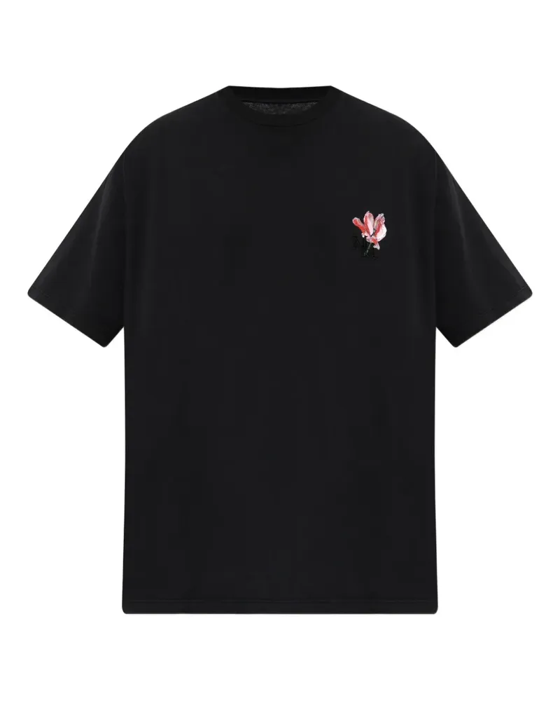Maison Margiela floral-print logo-embroidered T-shirt - Schwarz Schwarz