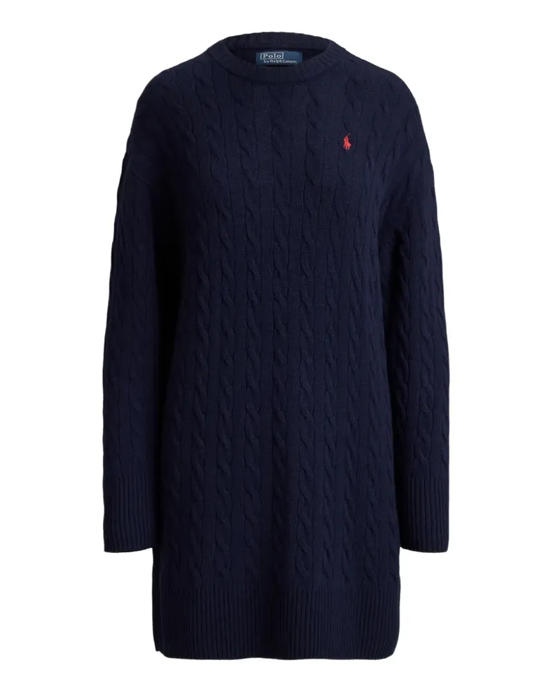 Ralph Lauren Zopfmuster-Minikleid mit Logo-Stickerei - Blau Blau