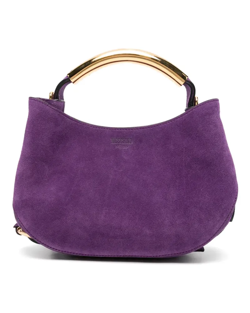 Moschino suede logo-embossed tote bag - Violett Violett