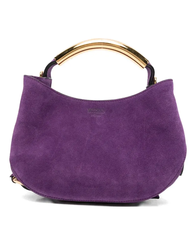 Moschino suede logo-embossed tote bag - Violett Violett