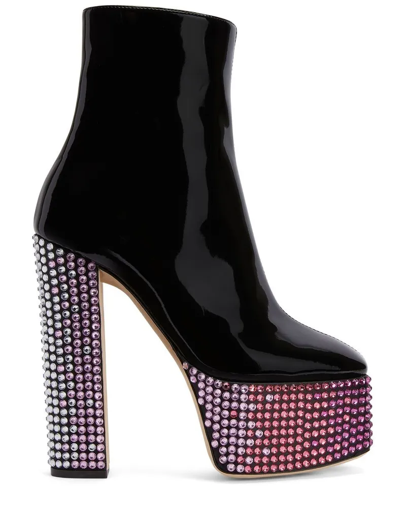 Giuseppe Zanotti Morgana Strass Stiefel 150mm - Schwarz Schwarz