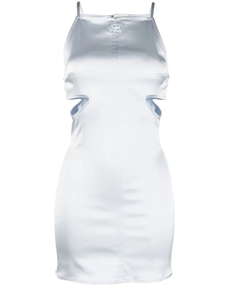 Courrèges Geripptes Minikleid mit Logo-Stickerei - Blau Blau