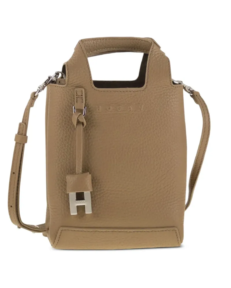 Hogan Mini Handtasche mit Logo-Anhänger - Nude Nude