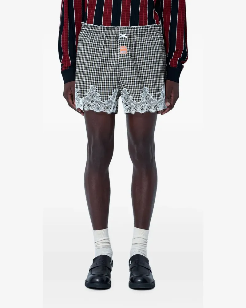 Martine Rose lace-trim checkered shorts - Nude Nude