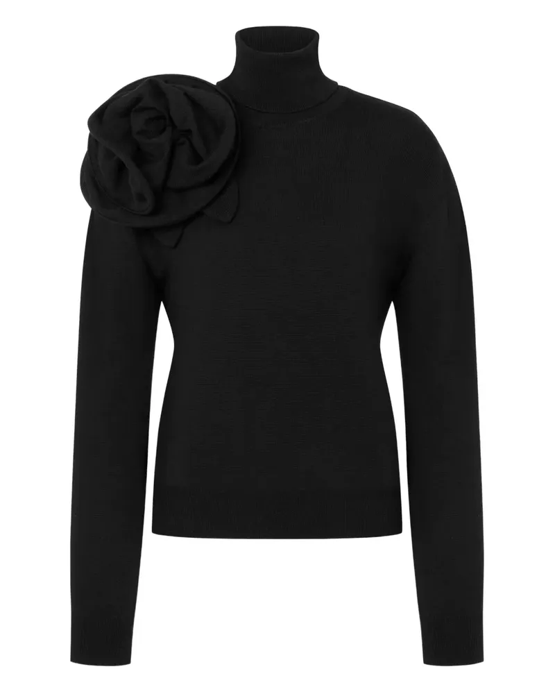 Moschino Rollkragenoberteil mit Blumenapplikation - Schwarz Schwarz