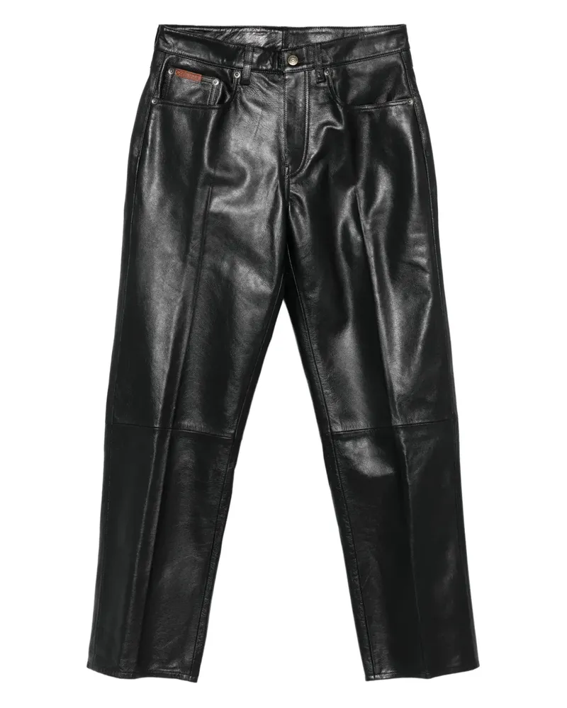 Calvin Klein Lederhose mit geradem Bein - Schwarz Schwarz