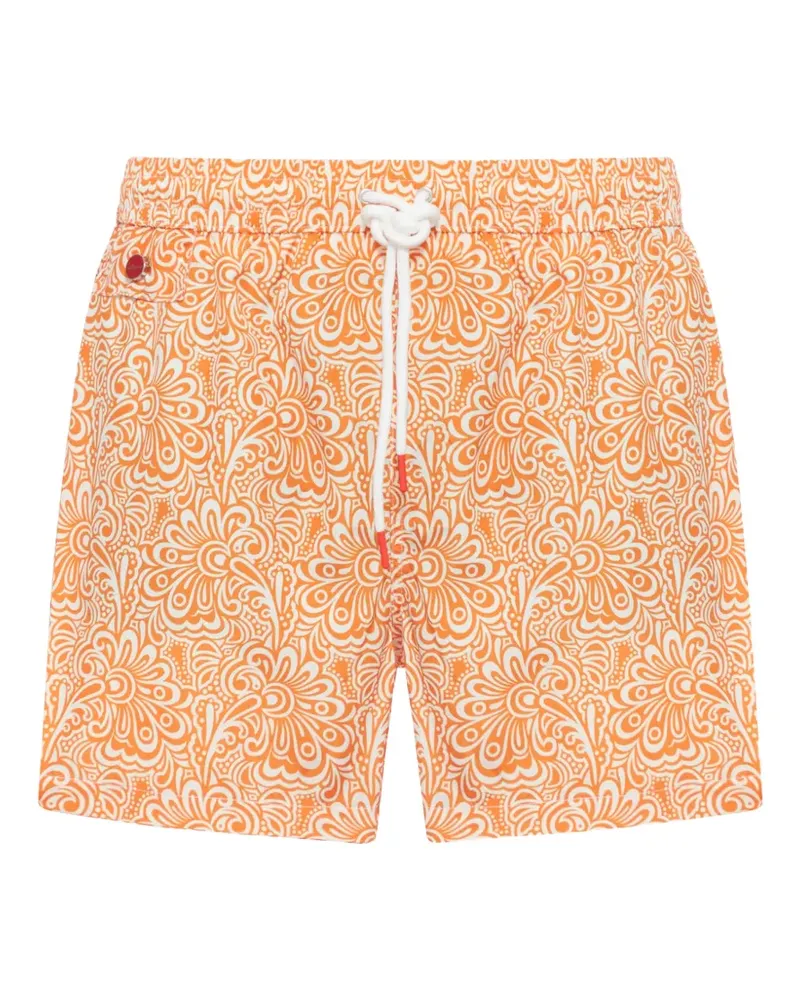 Kiton Badeshorts mit Blumen-Print - Orange Orange