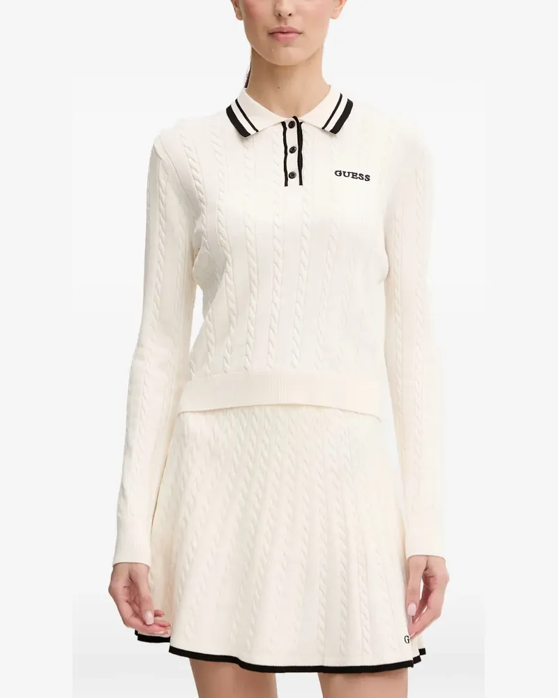 Guess cable-knit polo-collar sweater - Weiß Weiß