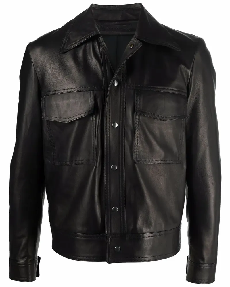 Salvatore Santoro Lederjacke mit Brusttaschen - Schwarz Schwarz