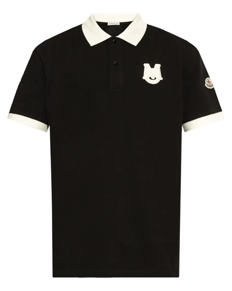 Moncler Poloshirt mit Logo-Patch - Schwarz Schwarz