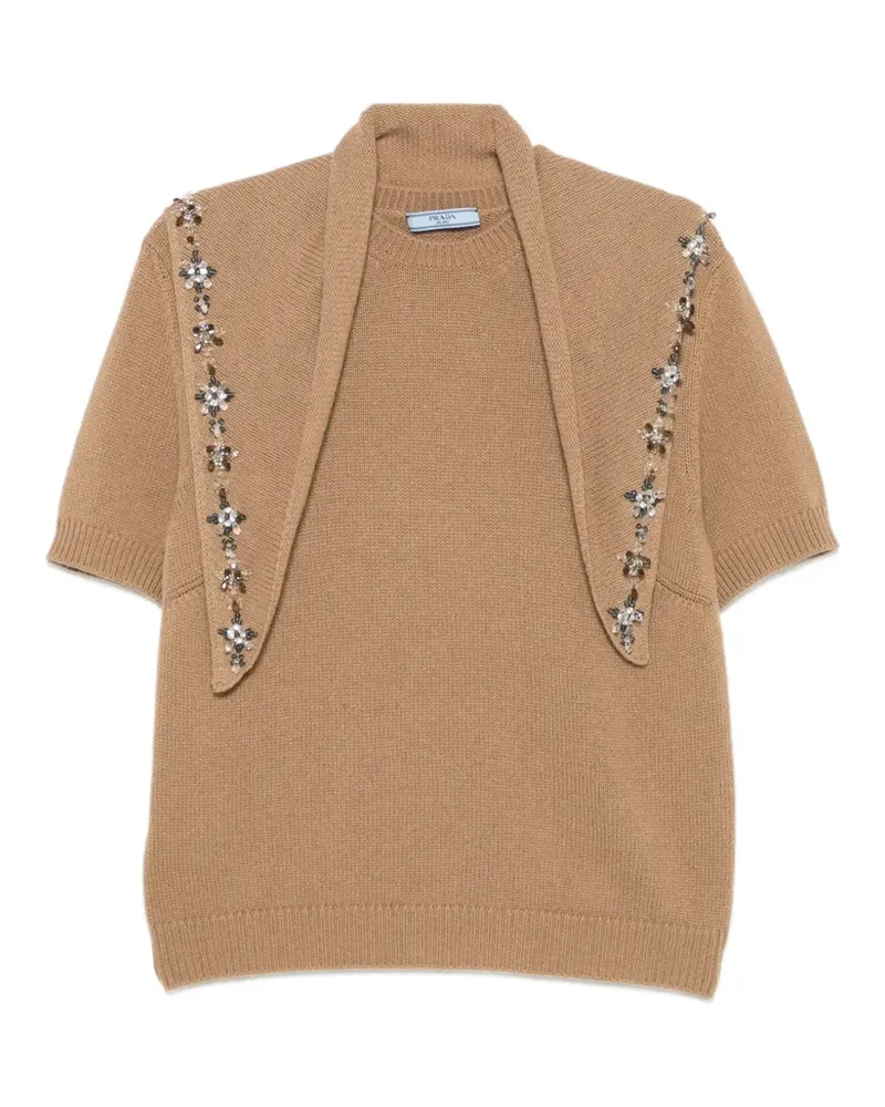Prada Kaschmirpullover mit Kristallen - Nude Nude