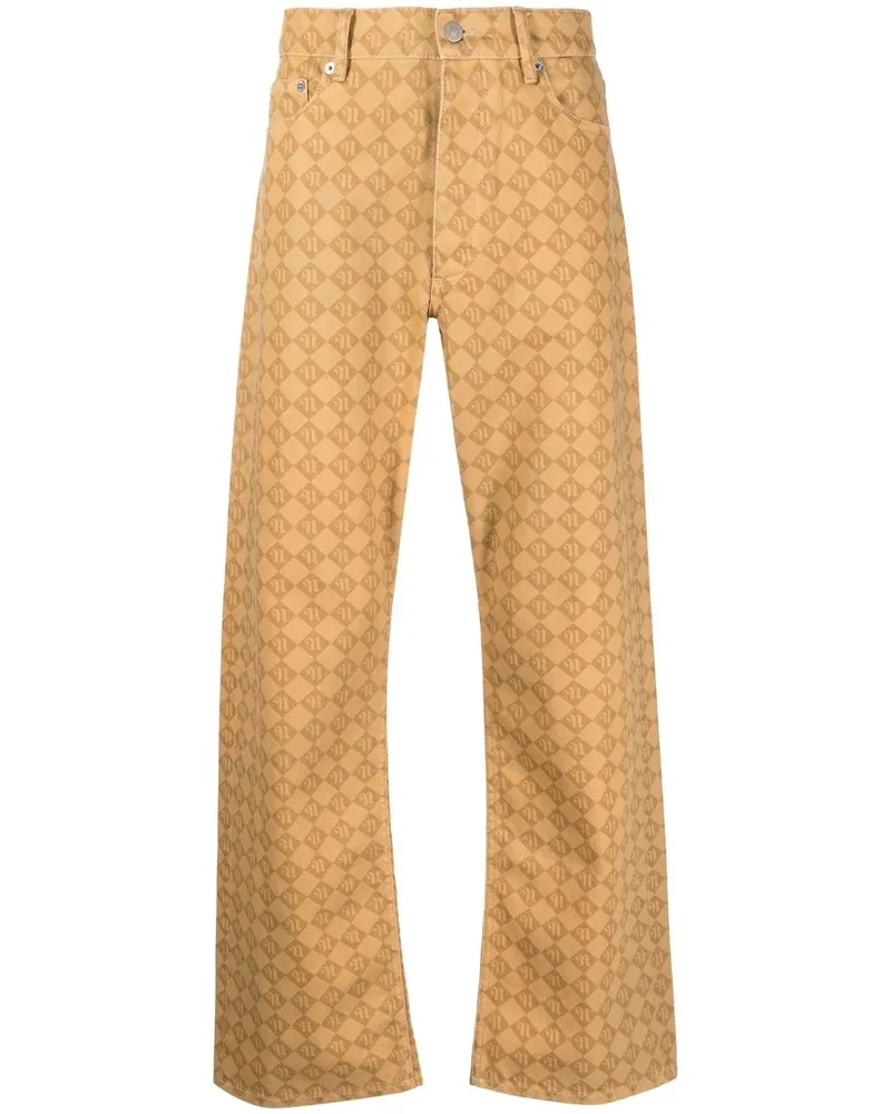 Nanushka Gerade Hose mit Monogramm-Print - Nude Nude