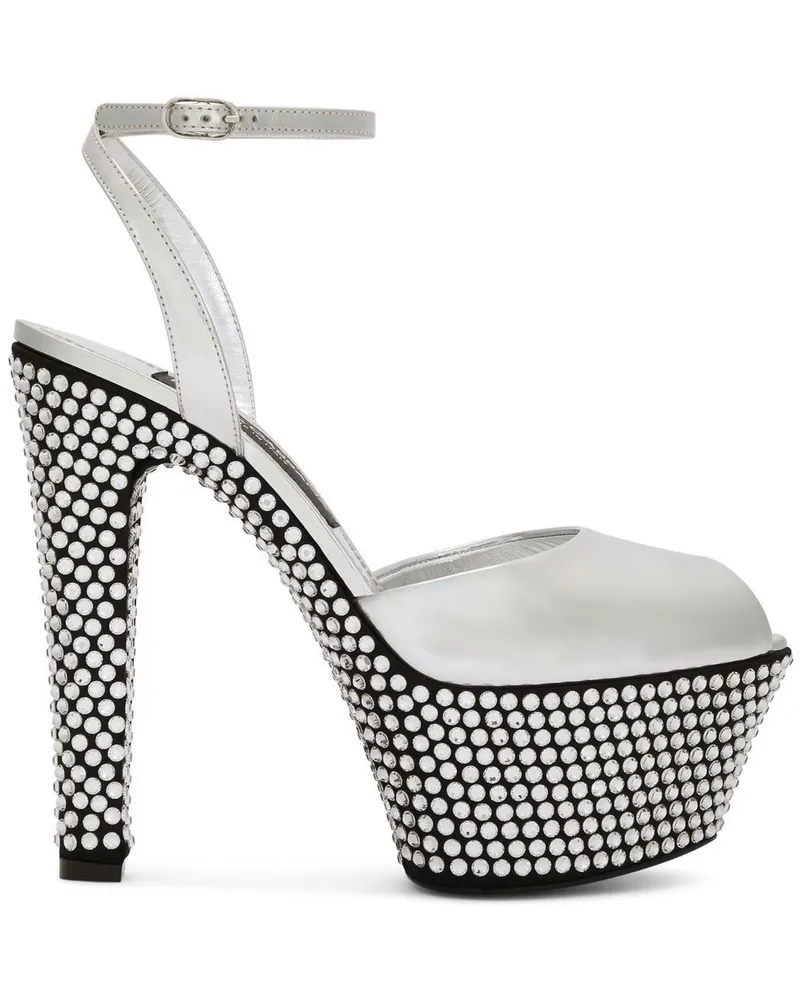 Dolce & Gabbana Plateau-Sandalen mit Strassverzierung 150mm - Silber Silber