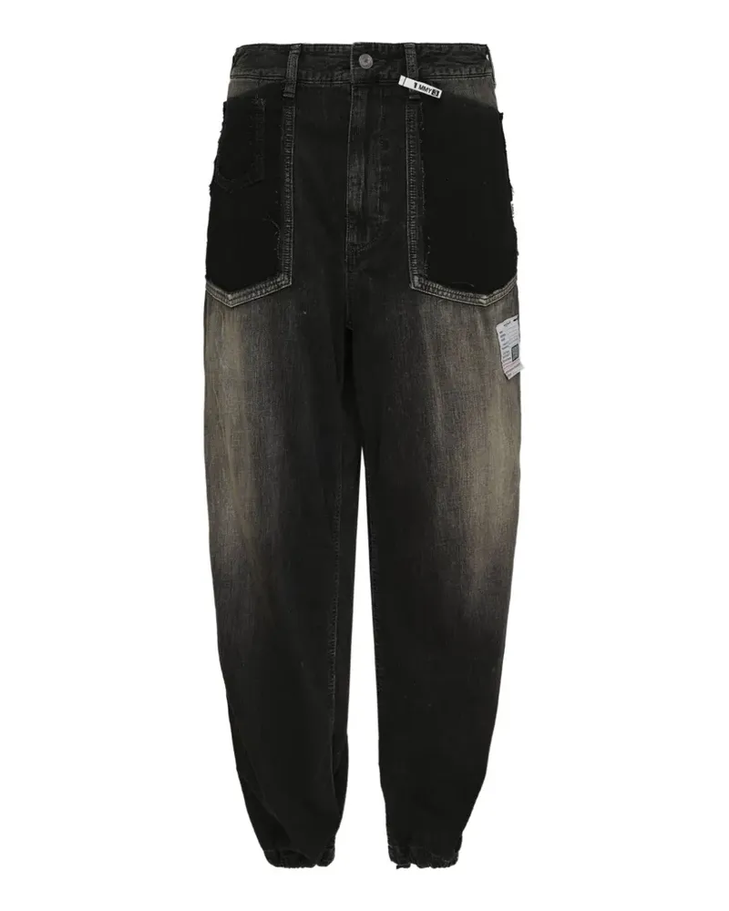 MIHARAYASUHIRO cut-off panelled jeans - Schwarz Schwarz
