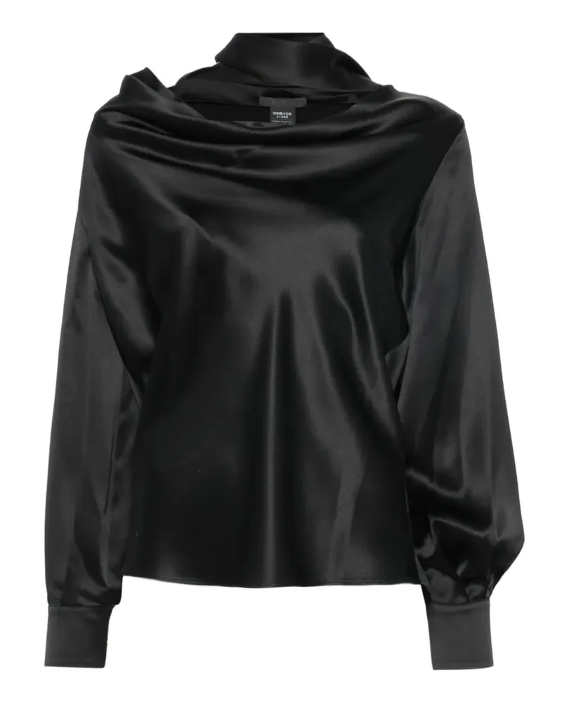 Max Mara Top mit Wasserfallkragen - Schwarz Schwarz