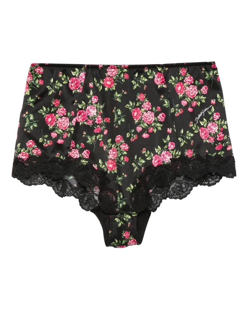 Dolce & Gabbana floral-print lace briefs - Schwarz Schwarz