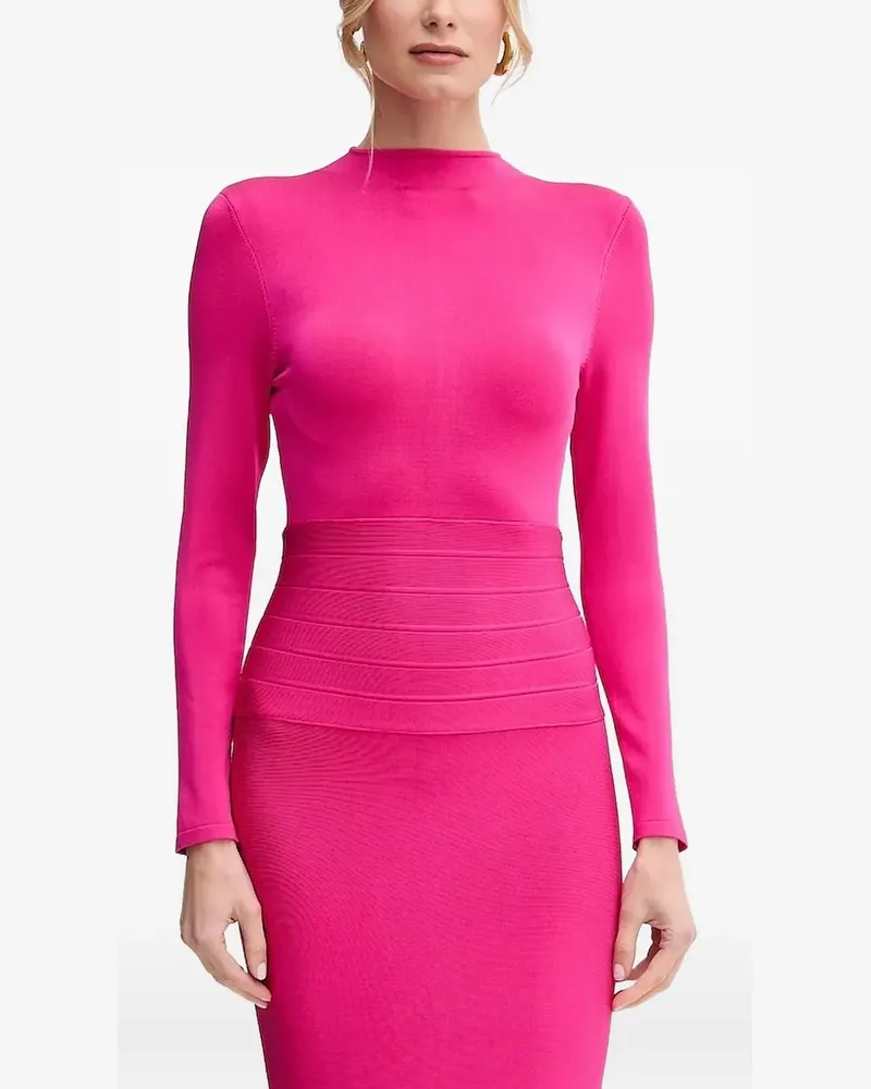 Hervé Léger Freya Midikleid mit langen Ärmeln - Rosa Rosa