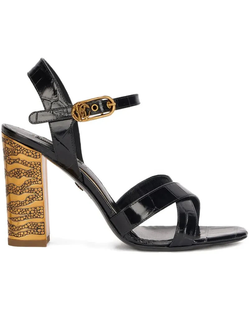 Roberto Cavalli Sandalen mit Kroko-Optik - Schwarz Schwarz