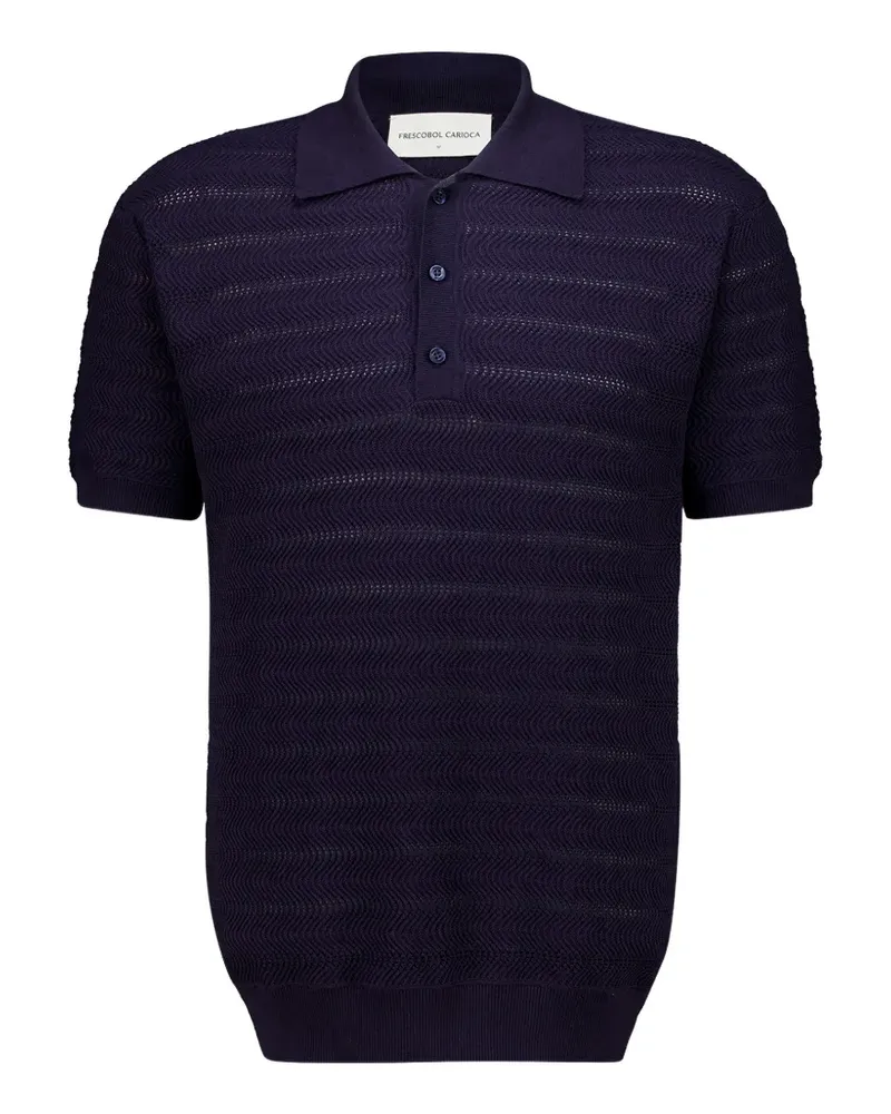 Frescobol Carioca Vidal chevron-knit polo shirt - Blau Blau