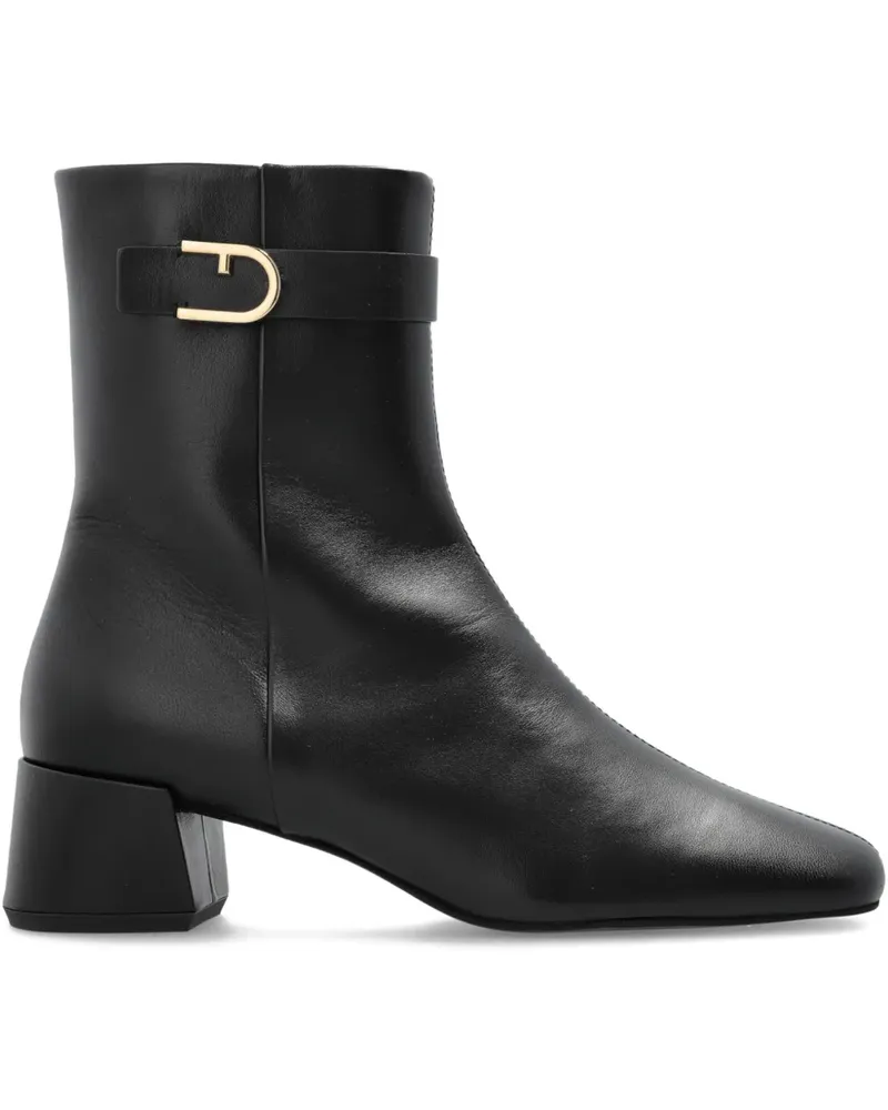 Furla Stiefel mit Blockabsatz und Schnallenverschluss - Schwarz Schwarz