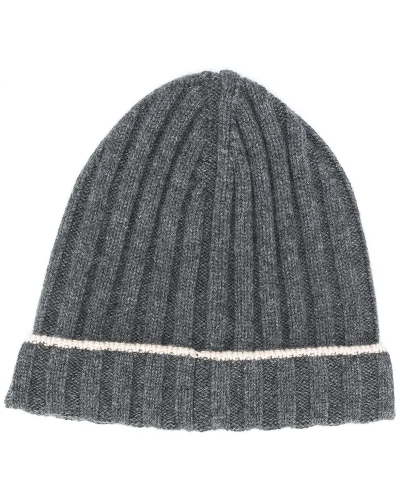 Brunello Cucinelli Gerippte Strickmütze - Grau Grau
