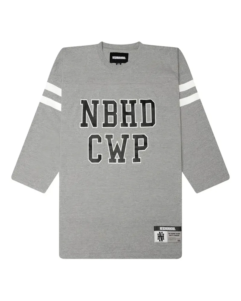 Neighborhood logo-print striped-sleeve T-shirt - Grau Grau