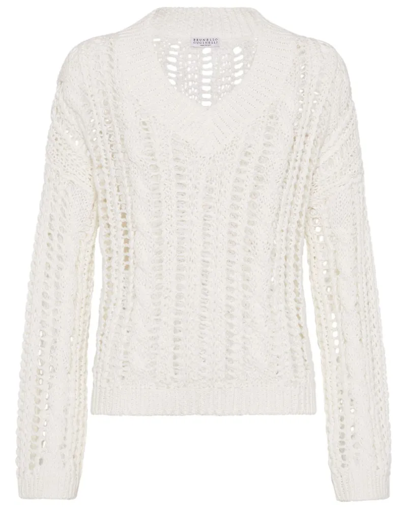 Brunello Cucinelli Pullover mit Lochstrickmuster - Weiß Weiß