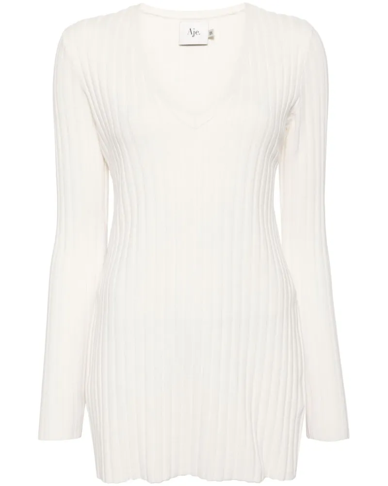 Aje. Gerippter Pullover - Weiß Weiß