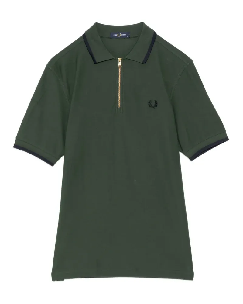 Fred Perry logo-embroidered half-zip polo shirt - Grün Grün