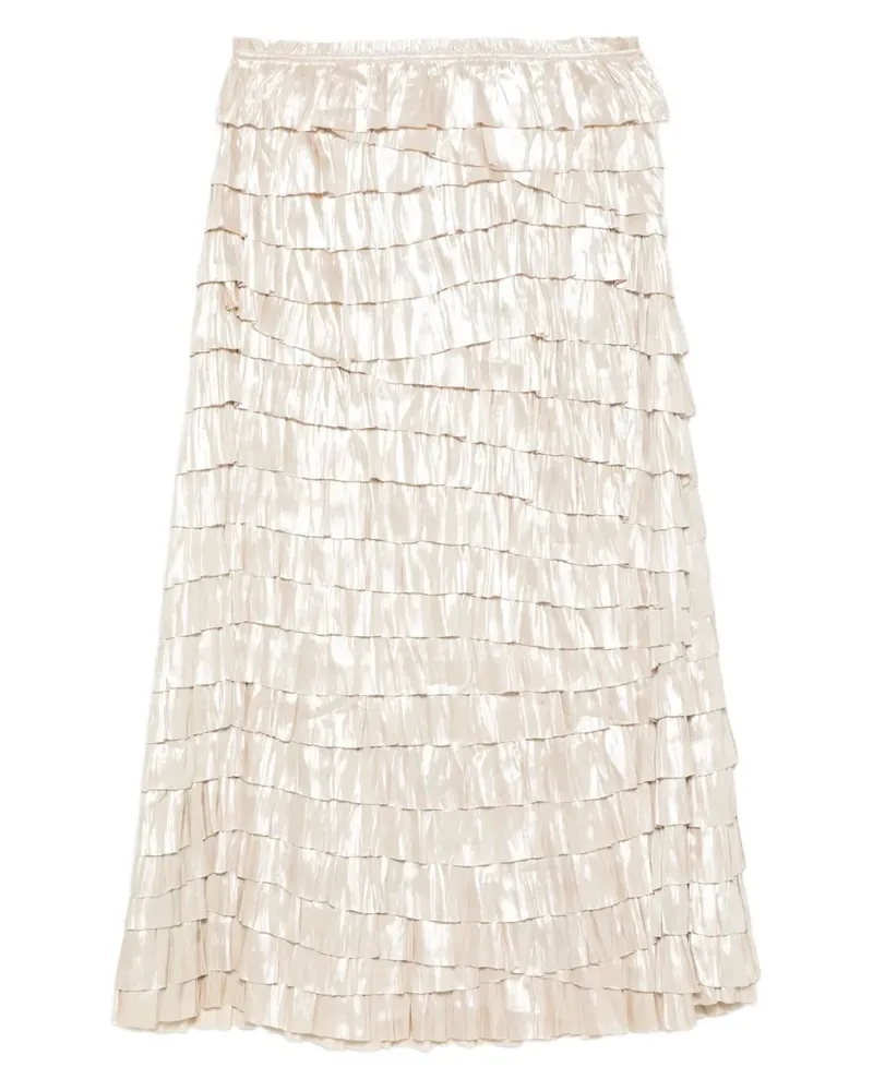 Ulla Johnson Gerüschter Midirock im Metallic-Look - Nude Nude