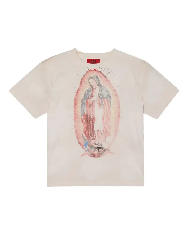 FourTwoFour on Fairfax Virgin Mary T-Shirt mit grafischem Print - Nude Nude