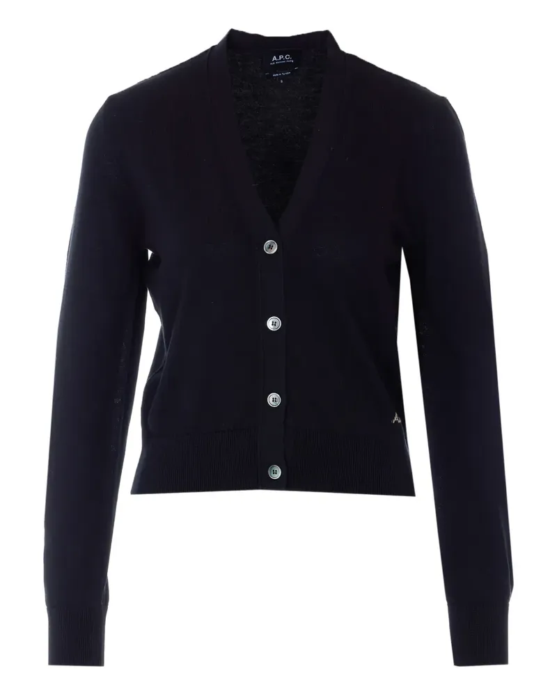 A.P.C. embroidered-logo cardigan - Schwarz Schwarz