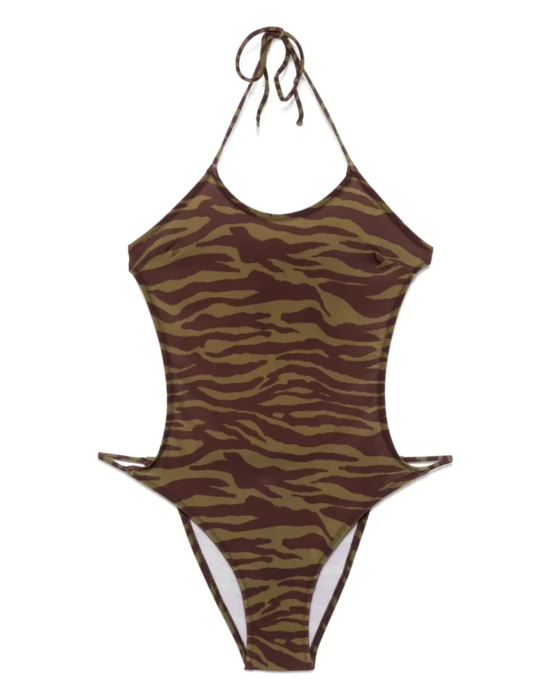 ATTICO Badeanzug mit Zebra-Print - Grün Grün