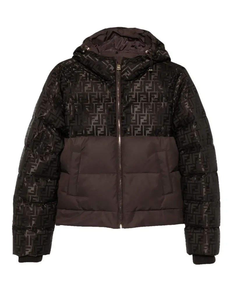 Fendi Wattierte Jacke mit Logo - Braun Braun