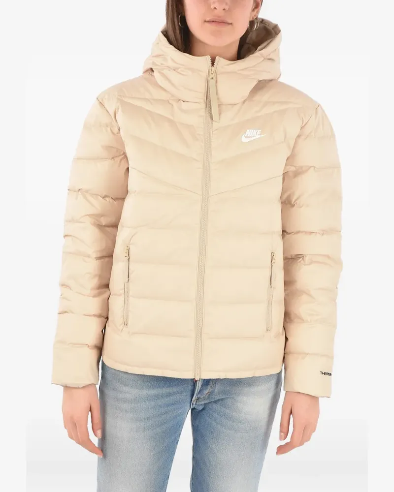 Nike logo-print quilted jacket - Nude Nude
