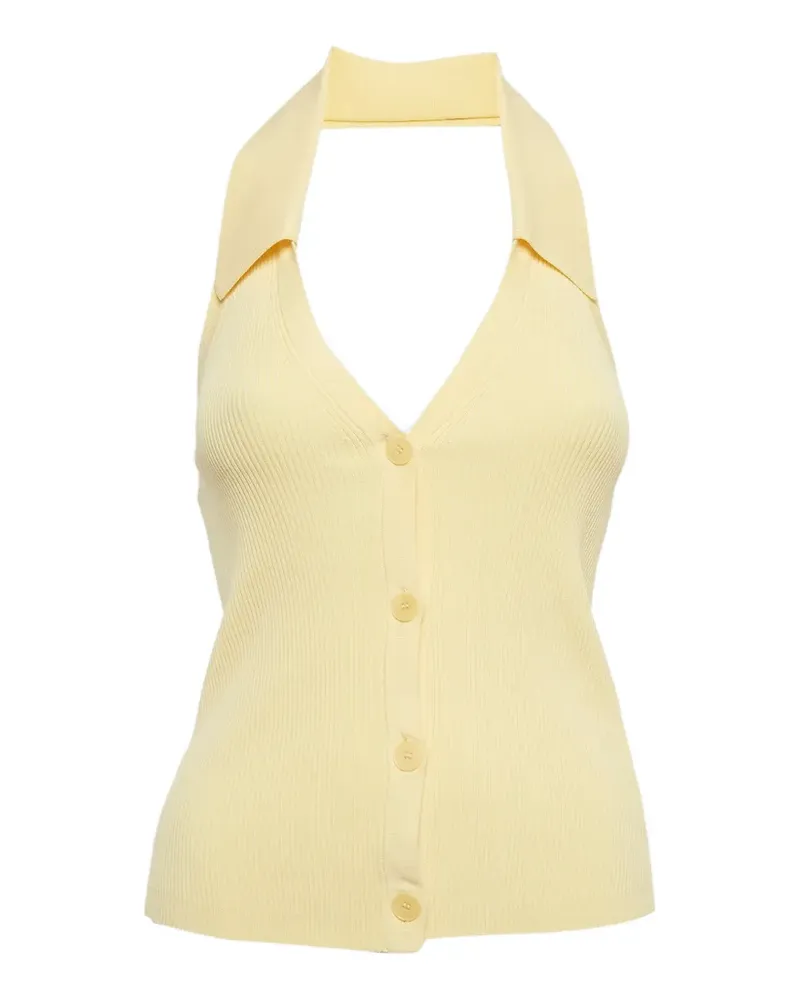 Sandro ribbed-knit halter-neck blouse - Gelb Gelb