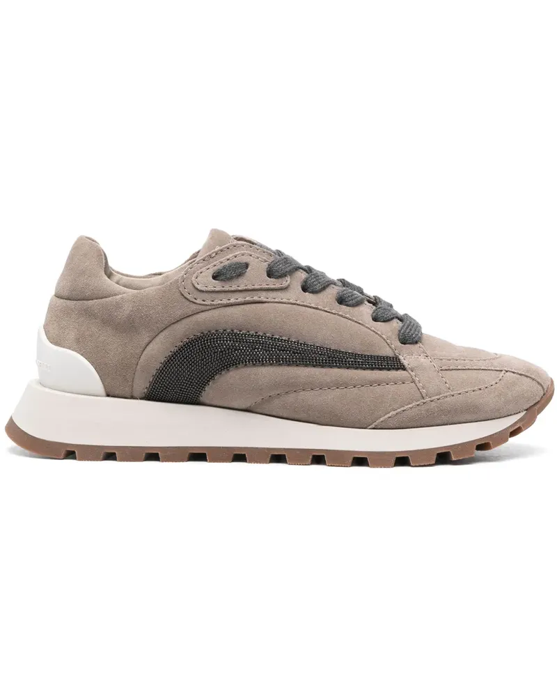 Brunello Cucinelli Gestreifte Monili Sneakers - Nude Nude