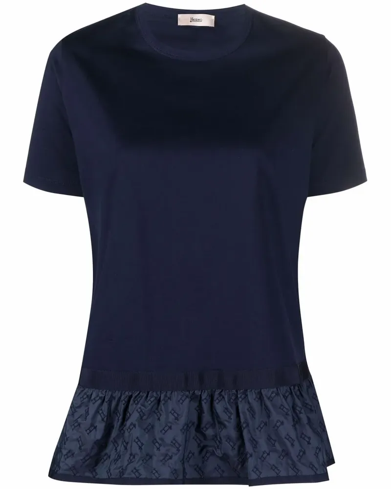 Herno T-Shirt mit Rüschensaum - Blau Blau