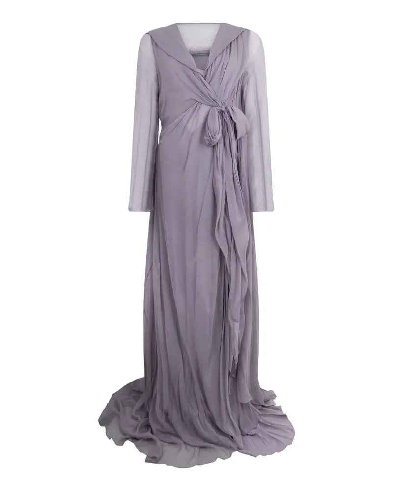 Alberta Ferretti Seiden-Maxikleid mit Kapuze - Violett Violett
