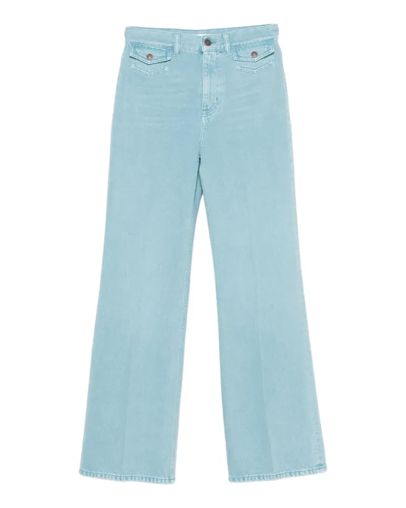 Chloé Wide-Leg-Jeans mit Logo-Patch - Blau Blau