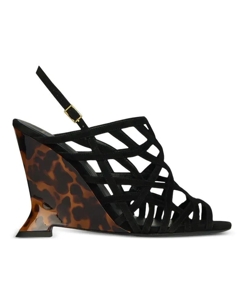 Balmain Riemchen-Keilsandalen aus Wildleder - Schwarz Schwarz