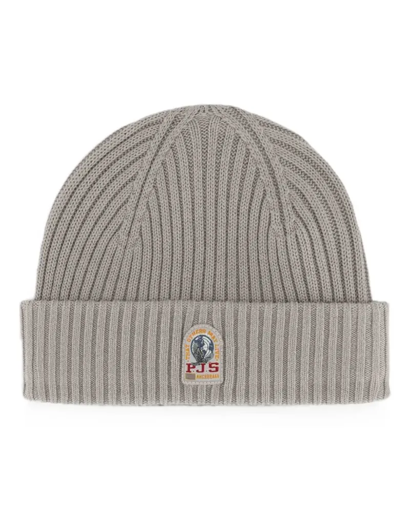 Parajumpers Gerippte Beanie mit Logo-Patch - Grau Grau