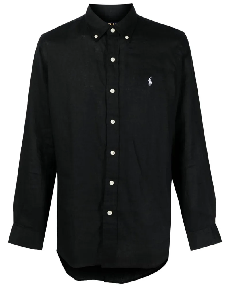 Ralph Lauren Button-down-Hemd mit Polo Pony Schwarz